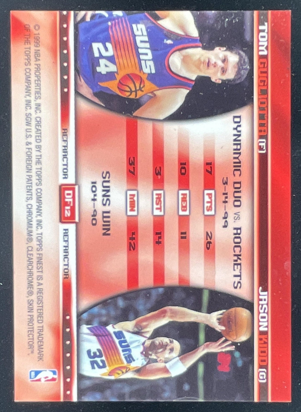 1999 Topps Finest Double Feature Dual Refractor #DF12 Jason Kidd Tom Gugliotta product image 2, provided for visual