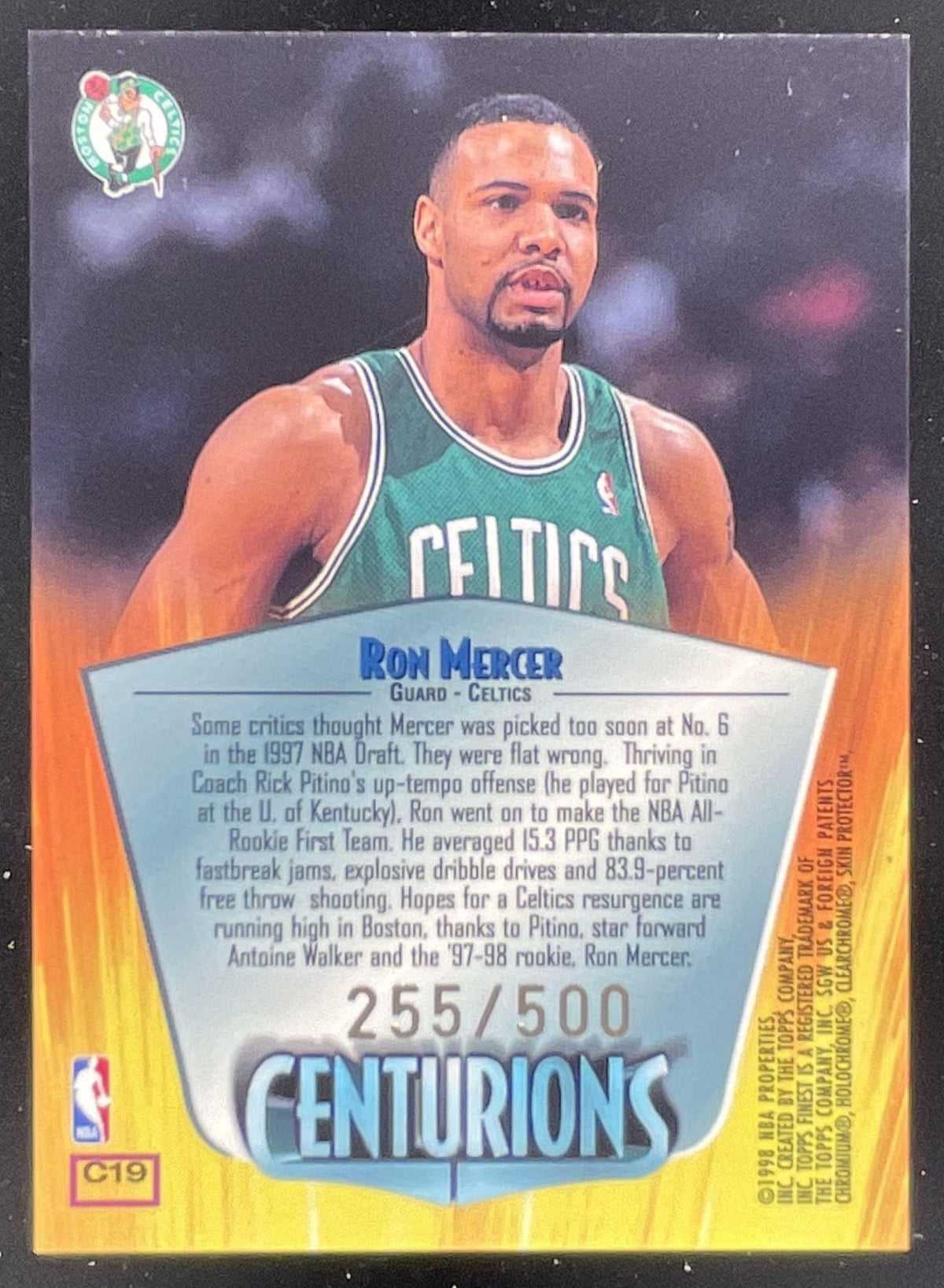 1998-99 Topps Finest Centurions #C19 Ron Mercer /500 product image 2, provided for visual reference and product detail review