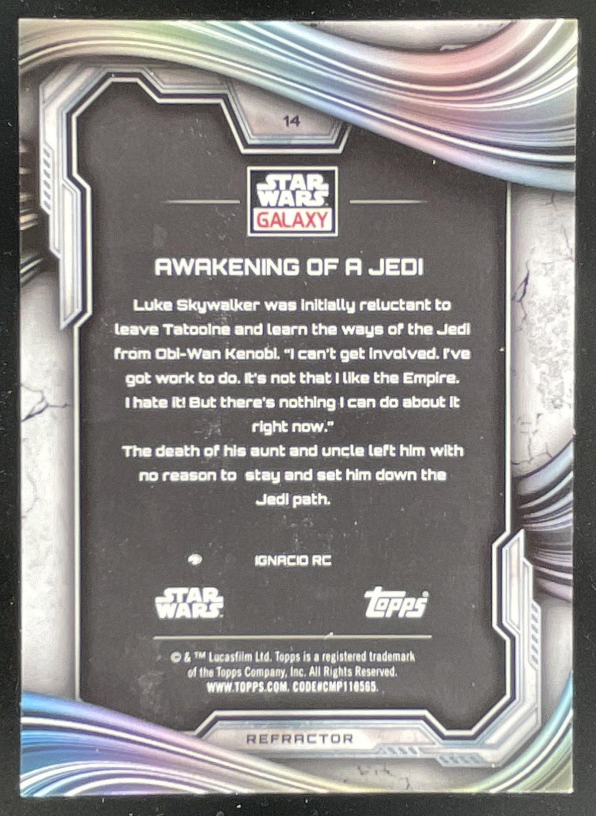 2025 Topps Chrome Star Wars Galaxy #14 Awakening of A Jedi product image 2, provided for visual reference and product detail