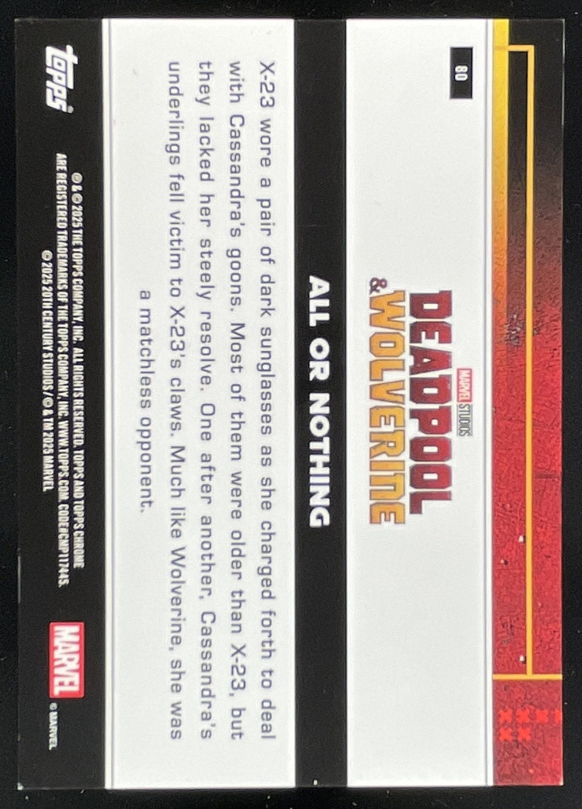 2025 Topps Chrome Deadpool Multiverse More Orange Shimmer #80 All Or Nothing /25 product image 2, provided for visual