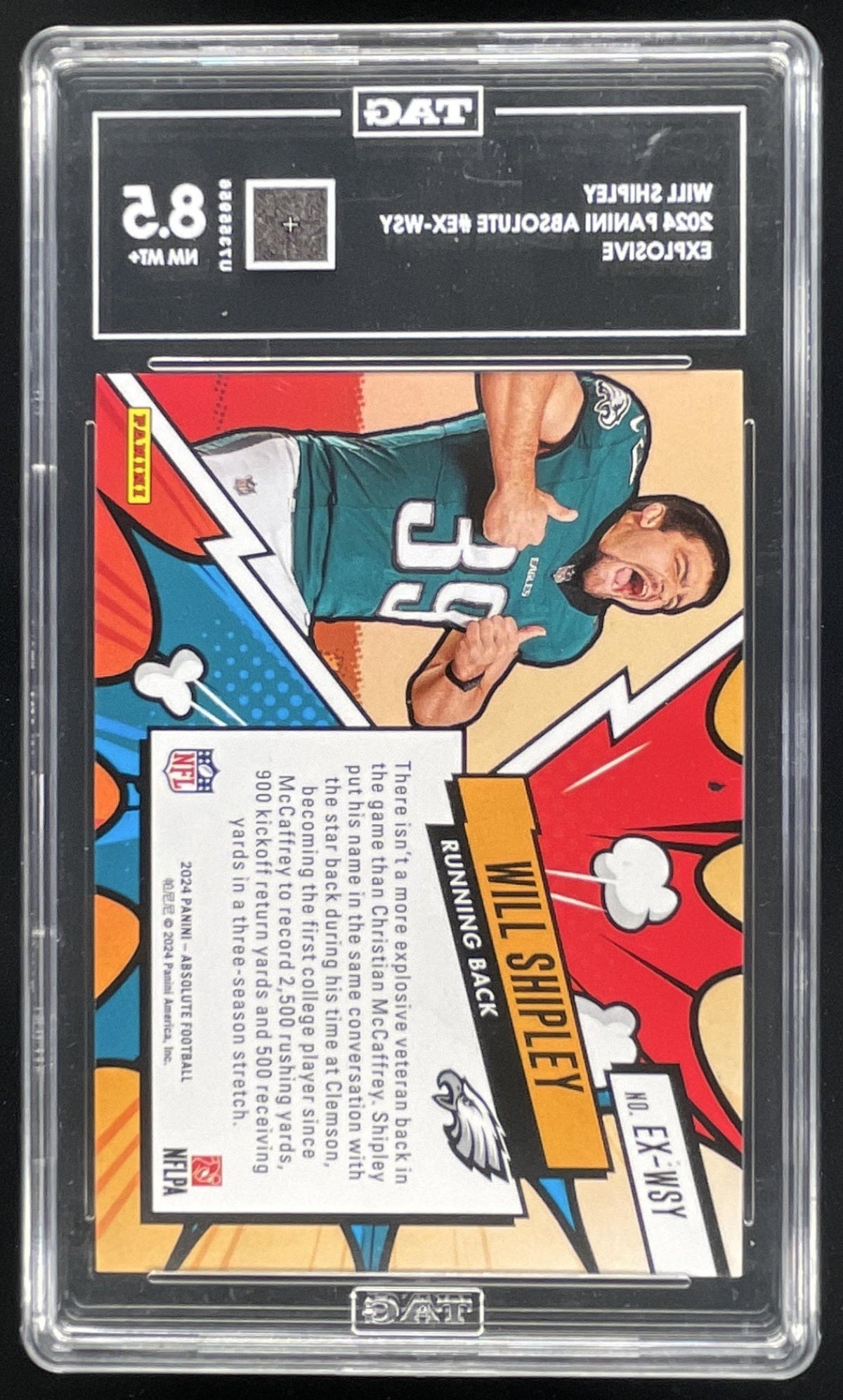2024 Panini Absolute Explosive #EX-WSY Will Shipley RC TAG 8.5 product image 2, provided for visual reference and product