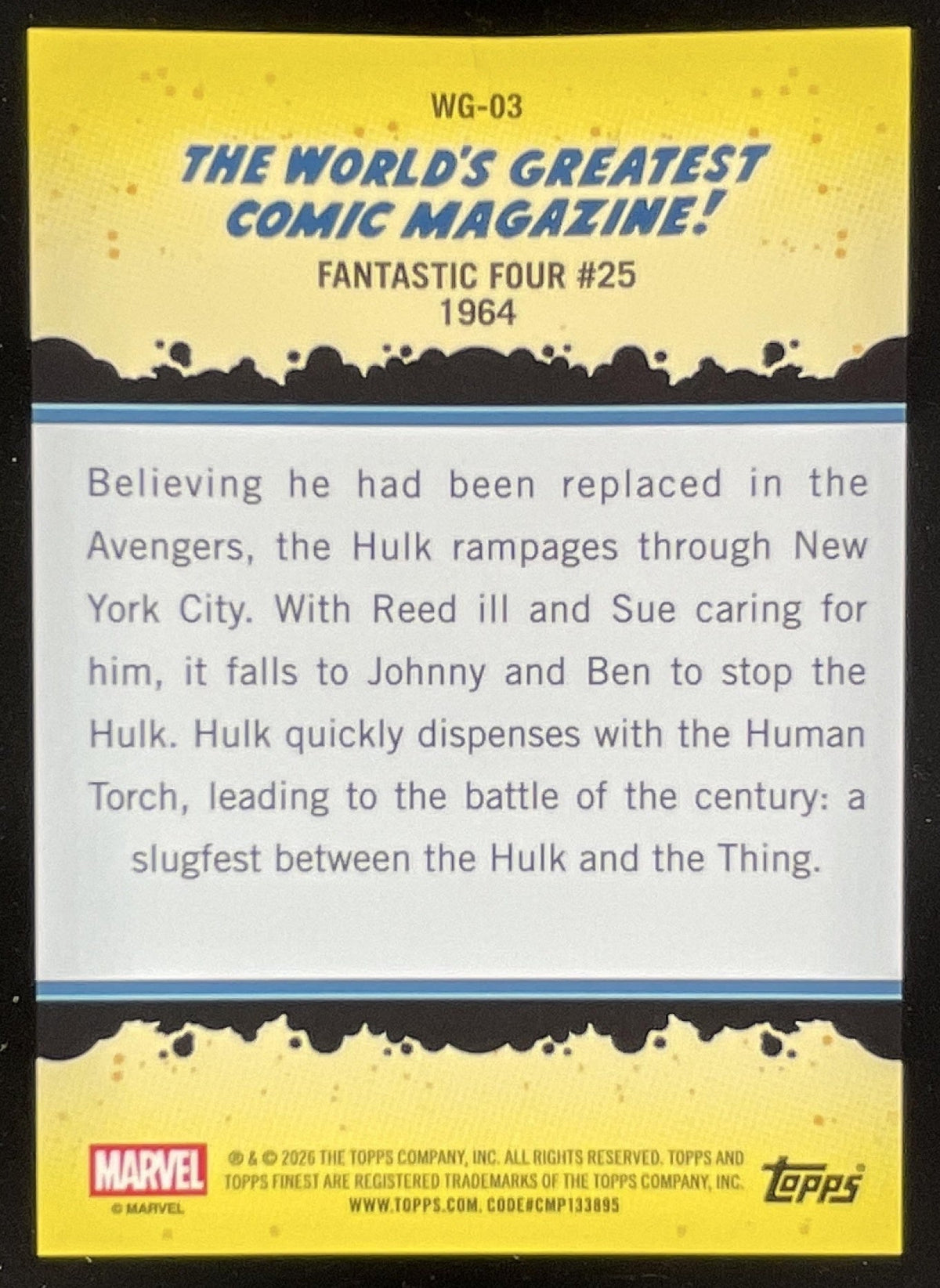 2026 Topps Marvel Finest The Fantastic Four World's Greatest Comic Magazine #25 product image 2, provided for visual