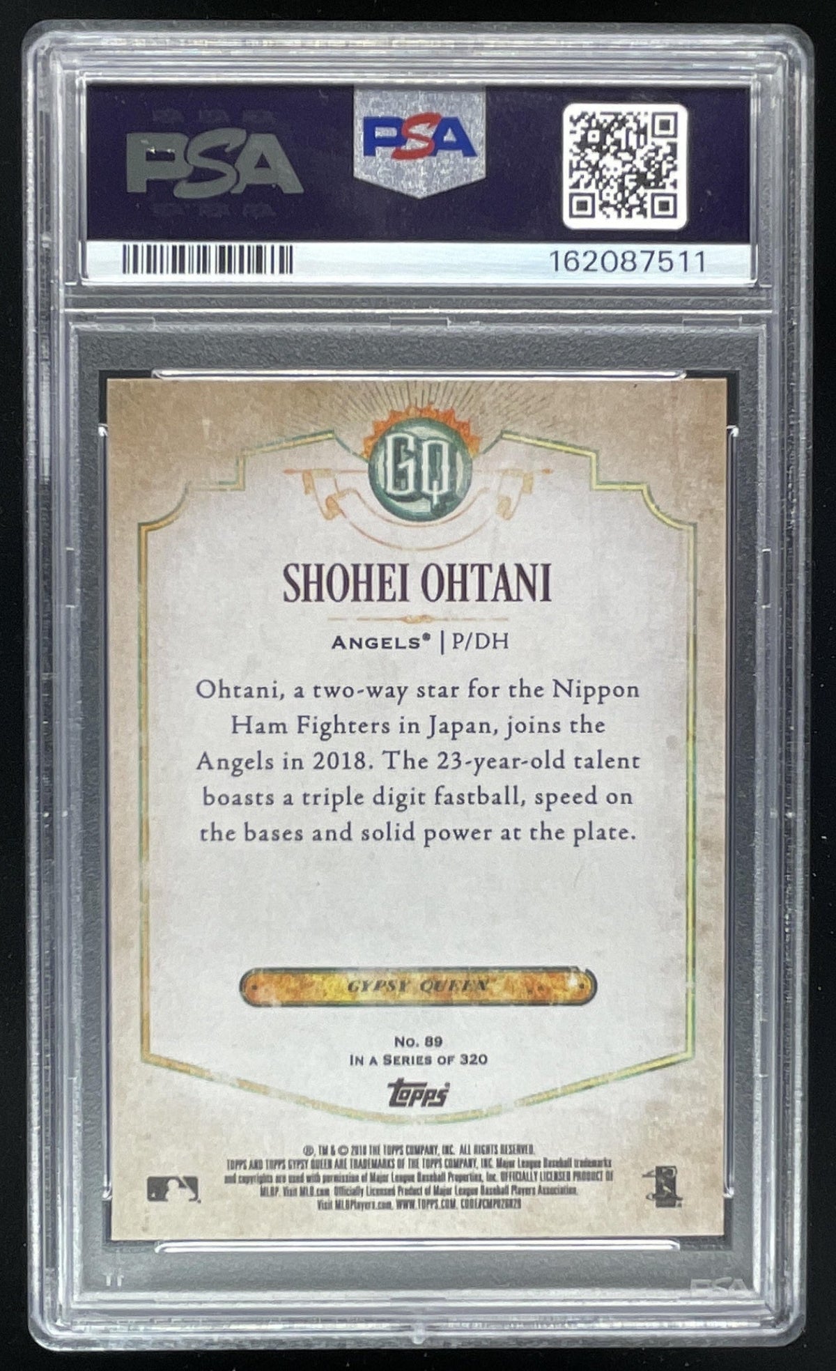 2018 Topps Gypsy Queen #89 Shohei Ohtani RC PSA 10 product image 2, provided for visual reference and product detail review