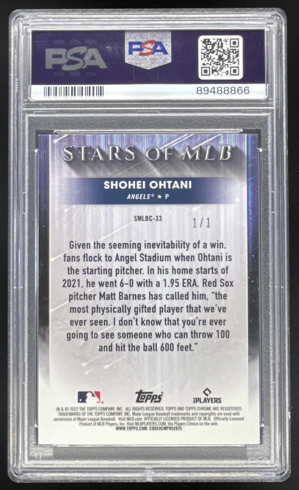 2022 Topps Chrome Stars of MLB Superfractor #SMLBC-33 Shohei Ohtani 1/1 PSA 10 product image 2, provided for visual