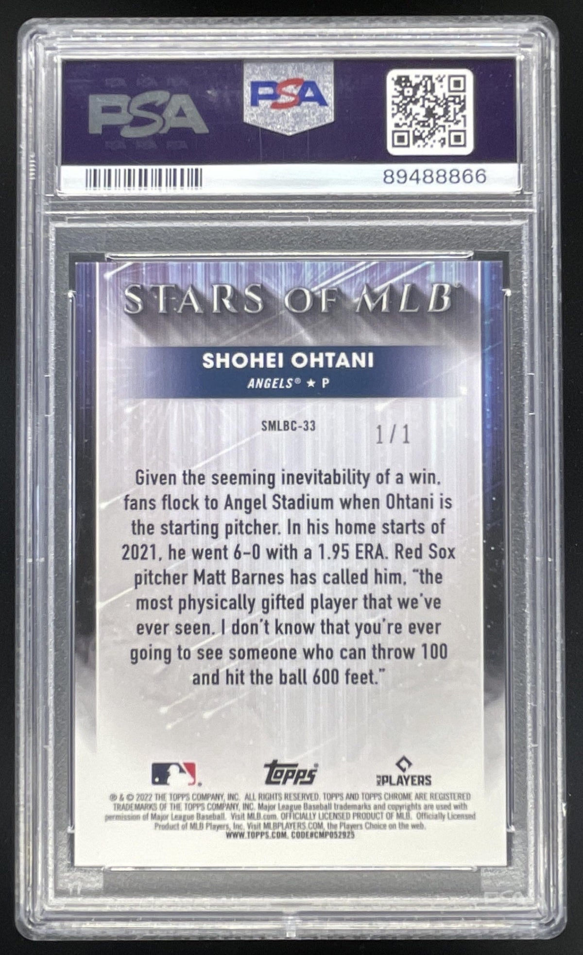 2022 Topps Chrome Stars of MLB Superfractor #SMLBC-33 Shohei Ohtani 1/1 PSA 10 product image 2, provided for visual