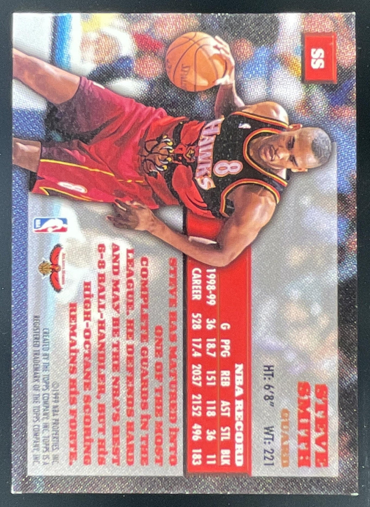 1999-00 Topps Autographs #SS Steve Smith Auto product image 2, provided for visual reference and product detail review