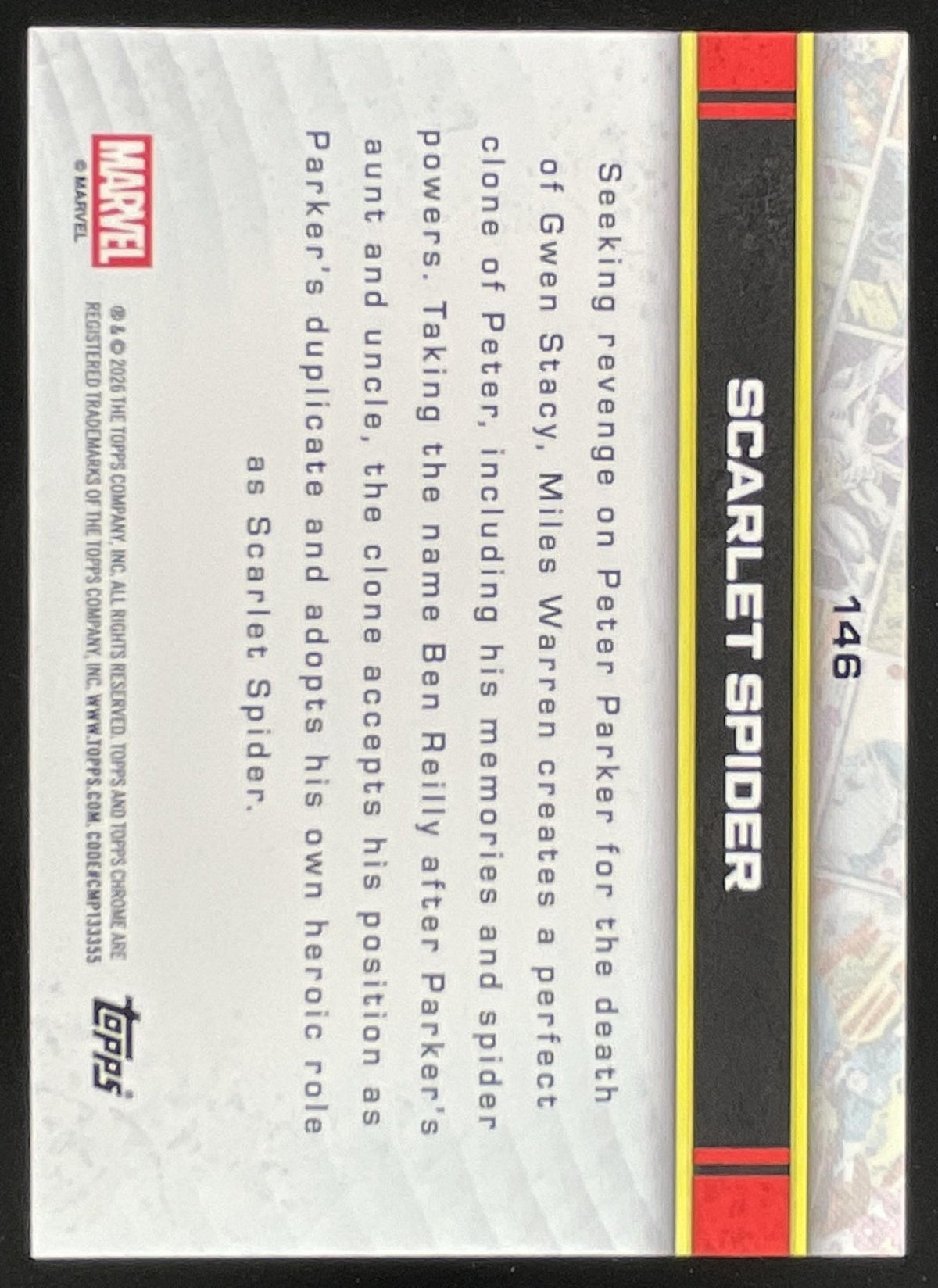 2026 Topps Chrome Marvel Comics Sapphire #146 Scarlet Spider product image 2, provided for visual reference and product