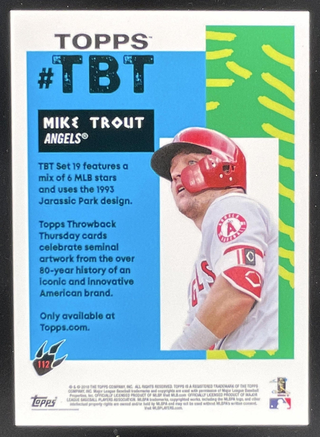 2018 Topps Throwback Thursday #112 Mike Trout product image 2, provided for visual reference and product detail review