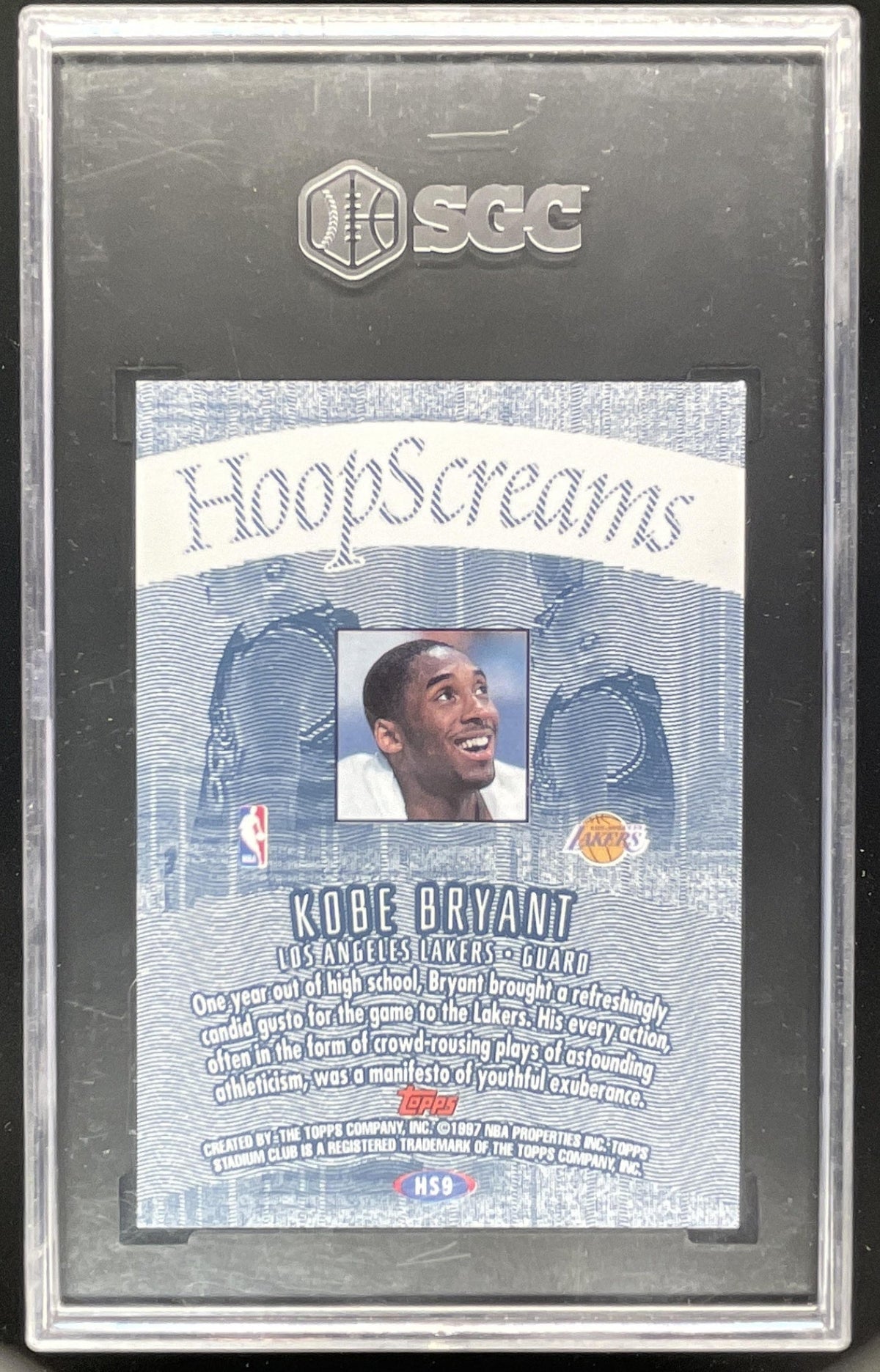 1997-98 Topps Stadium Club Hoop Screams #HS9 Kobe Bryant SGC 9 product image 2, provided for visual reference and product