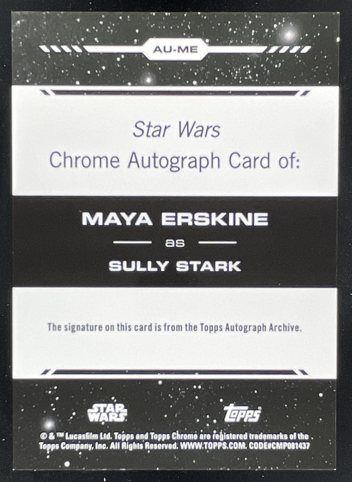 2024 Topps Chrome Star Wars Autographs #AU-ME Maya Erskine Autograph Auto product image 2, provided for visual reference and