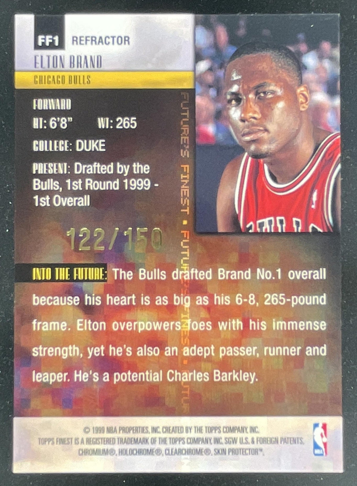 1999-00 Topps Finest Future's Finest Refractor #FF1 Elton Brand RC /150 product image 2, provided for visual reference and