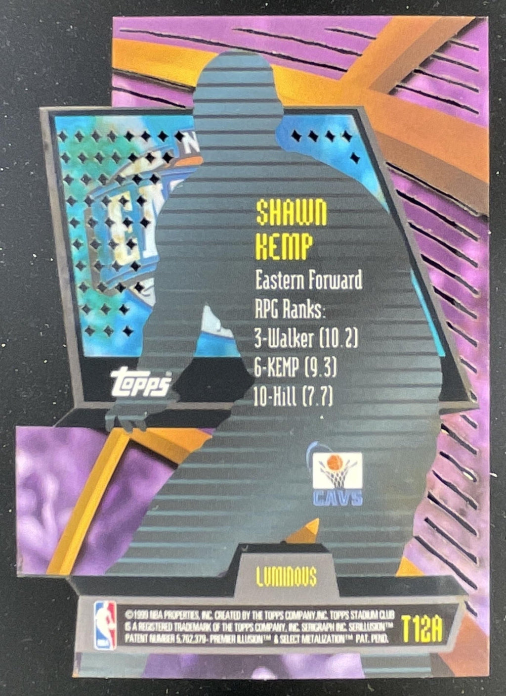 1998-99 Topps 99 Stadium Club Triumvirate Luminous #T12A Shawn Kemp product image 2, provided for visual reference and