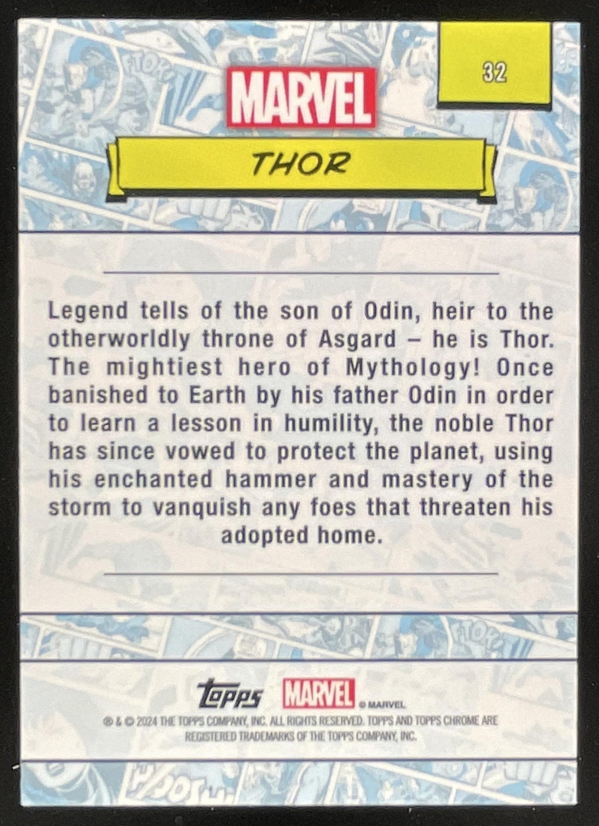 2024 Topps Chrome Marvel Sapphire #32 Thor product image 2, provided for visual reference and product detail review