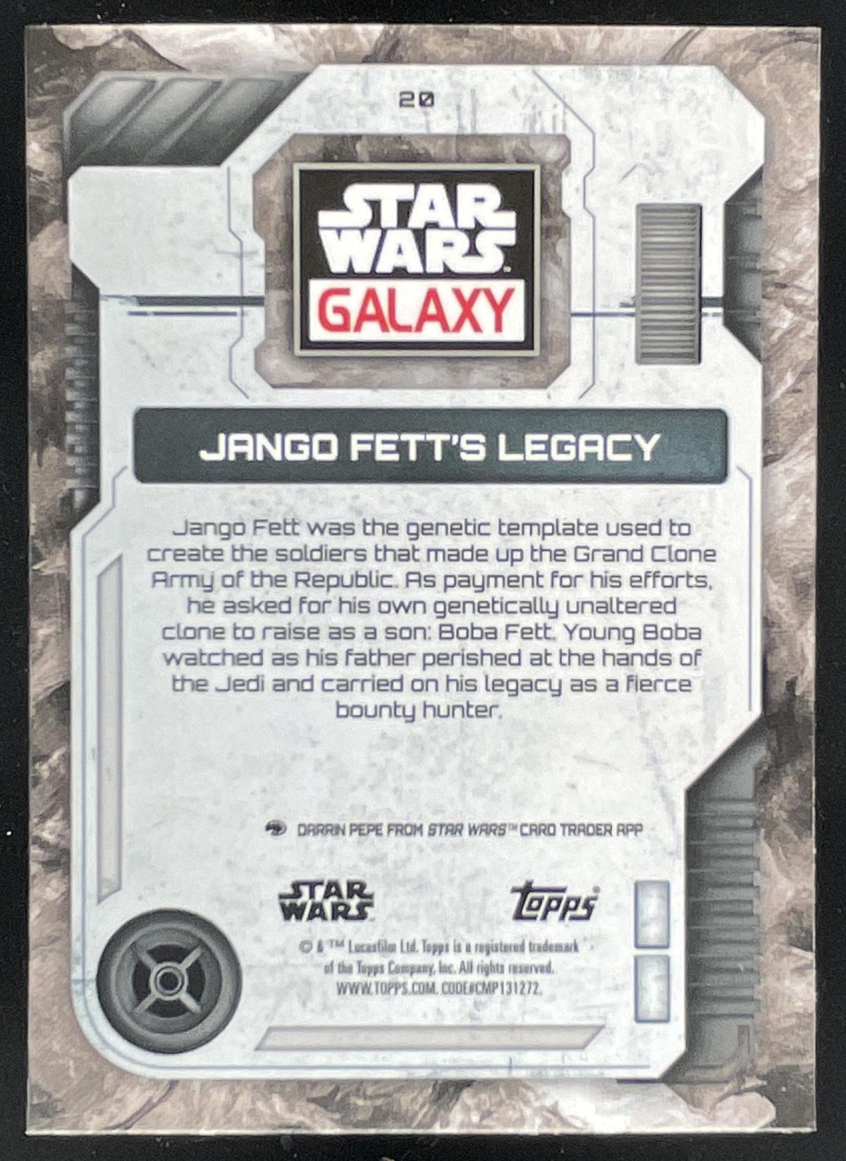 2026 Topps Chrome Star Wars Galaxy Mini-Diamond #20 Jango Fett's Legacy product image 2, provided for visual reference and