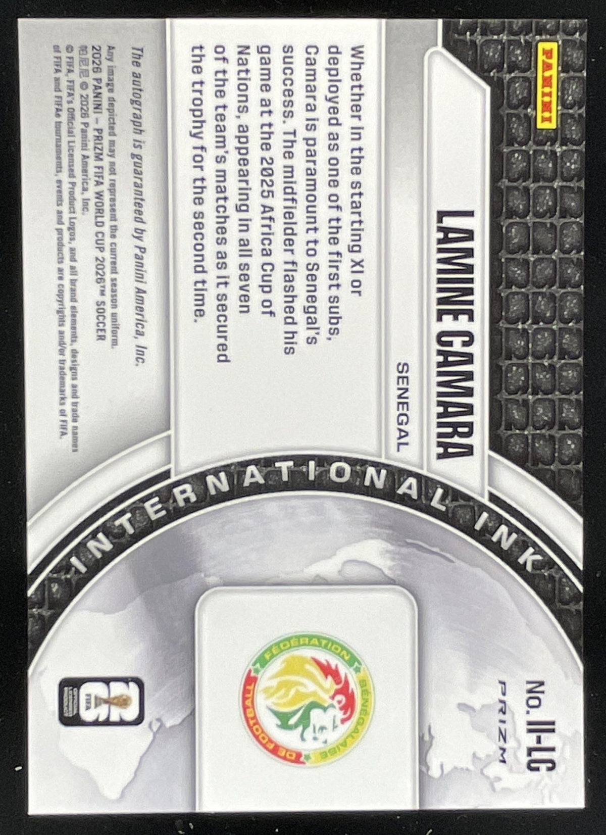 2026 Prizm World Cup International Ink Wave Prizm #II-LC Lamine Camara Auto product image 2, provided for visual reference