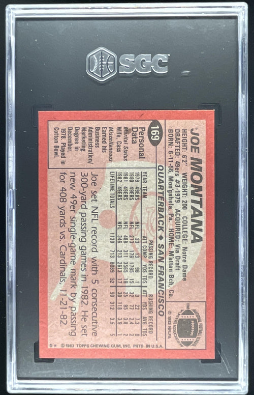 1983 Topps #169 Joe Montana SGC 8.5 product image 2, provided for visual reference and product detail review