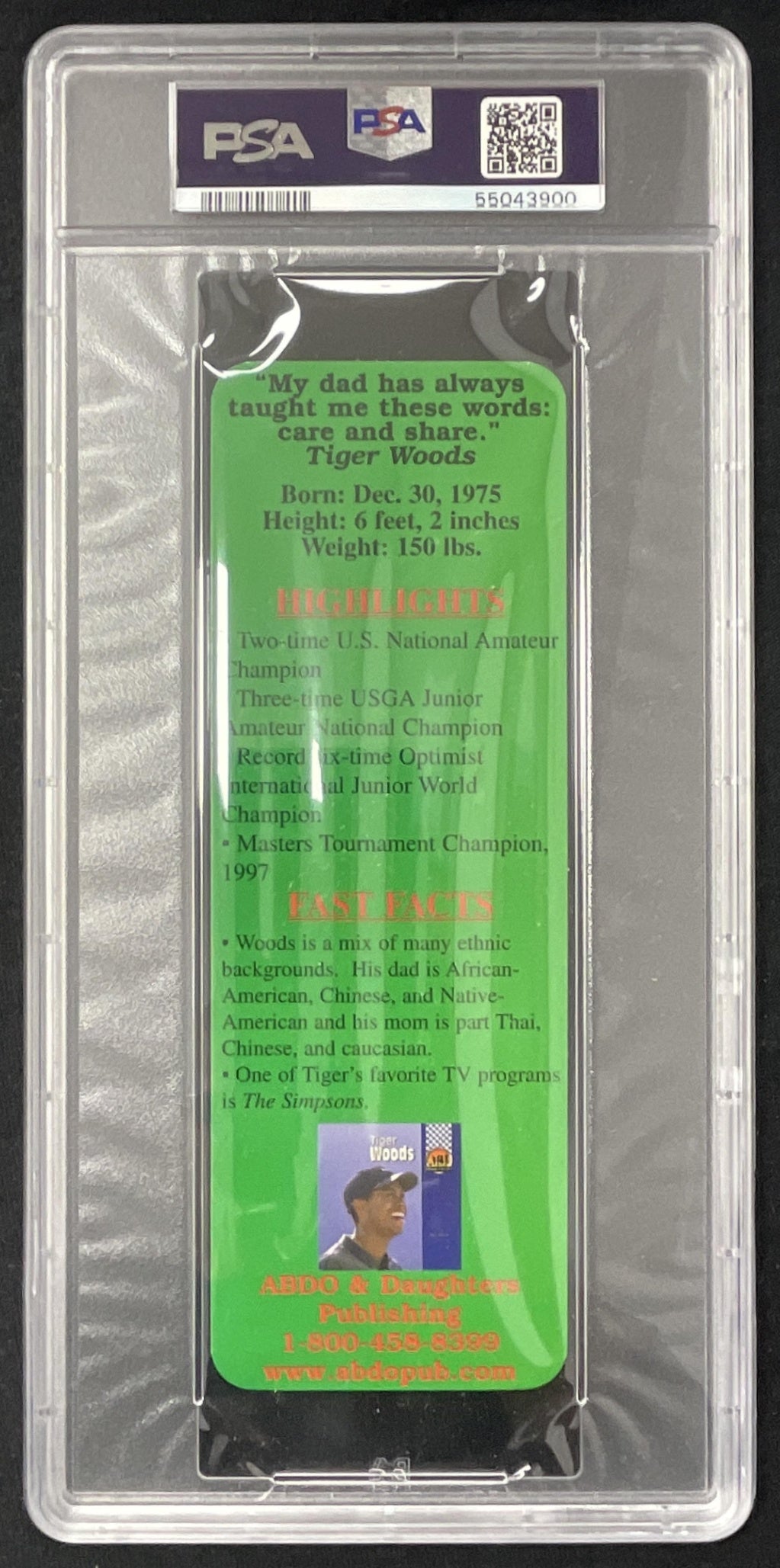 1997 Awesome Athletes Bookmarks Tiger Woods PSA 7.5 product image 2, provided for visual reference and product detail review