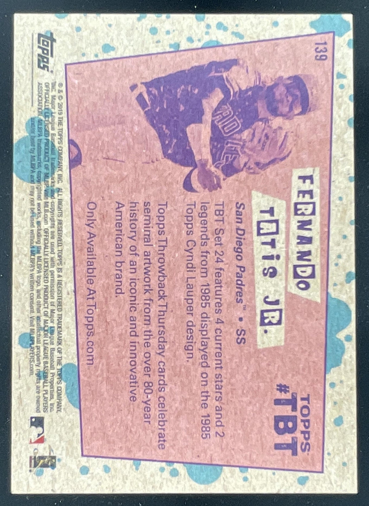 2019 Topps Throwback Thursday #139 Fernando Tatis Jr. RC product image 2, provided for visual reference and product detail