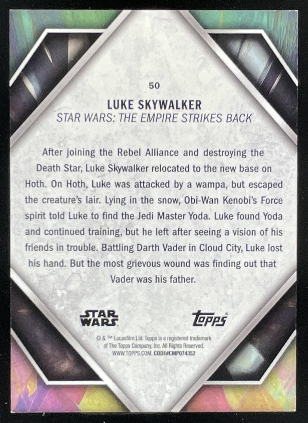 2024 Topps Star Wars Masterwork Blue #50 Luke Skywalker product image 2, provided for visual reference and product detail