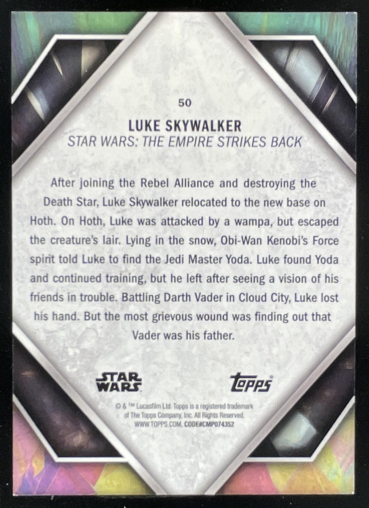 2024 Topps Star Wars Masterwork Blue #50 Luke Skywalker product image 2, provided for visual reference and product detail