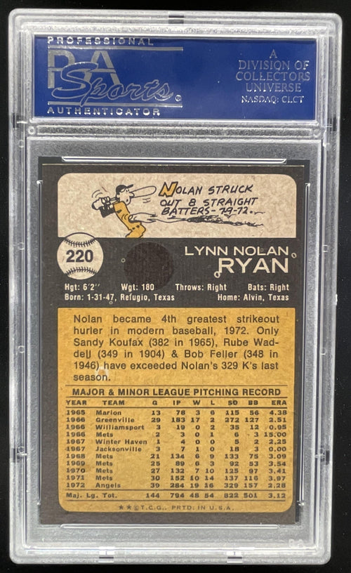 1973 Topps - #220 Nolan Ryan PSA 7 product image 2, provided for visual reference and product detail review