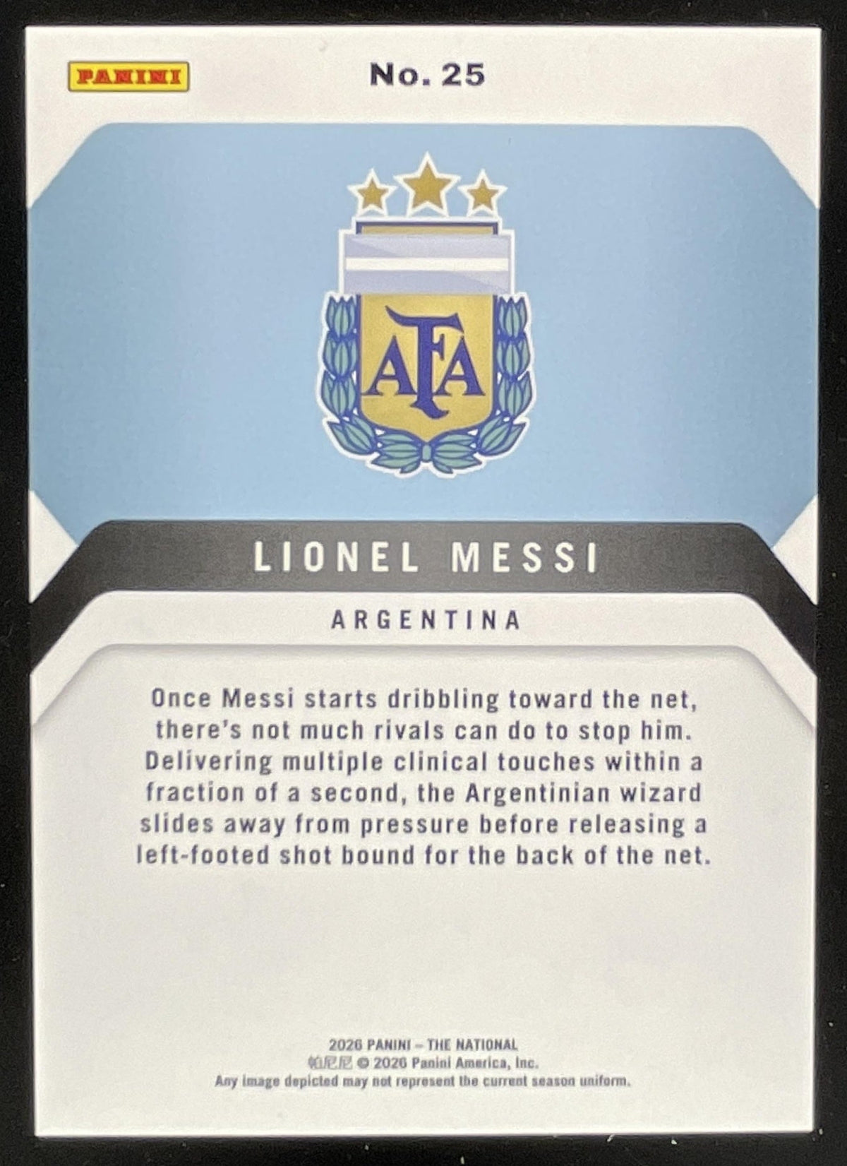 2026 Panini NSCC Silver Pack Foil #25 Lionel Messi product image 2, provided for visual reference and product detail review