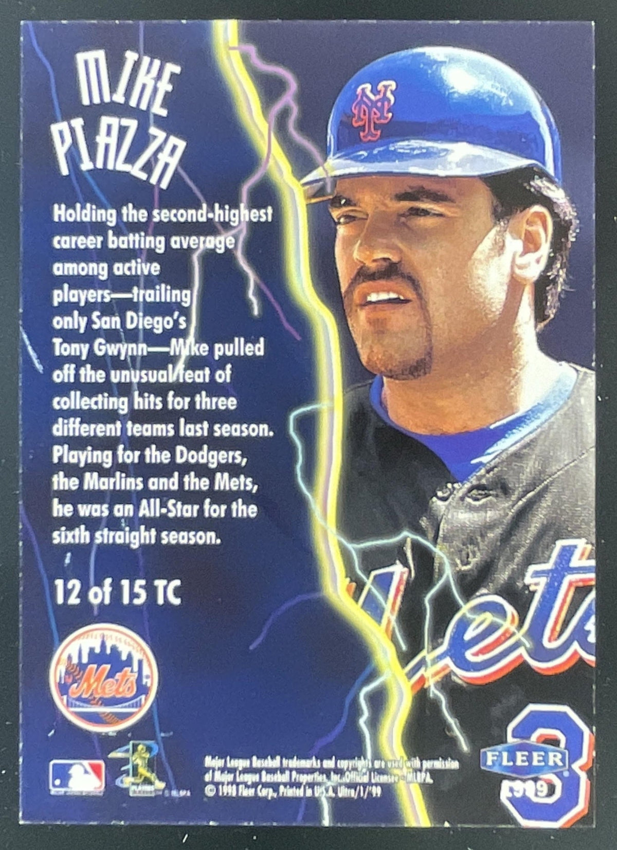 1999 Fleer Ultra Thunderclap #12 Mike Piazza TC product image 2, provided for visual reference and product detail review