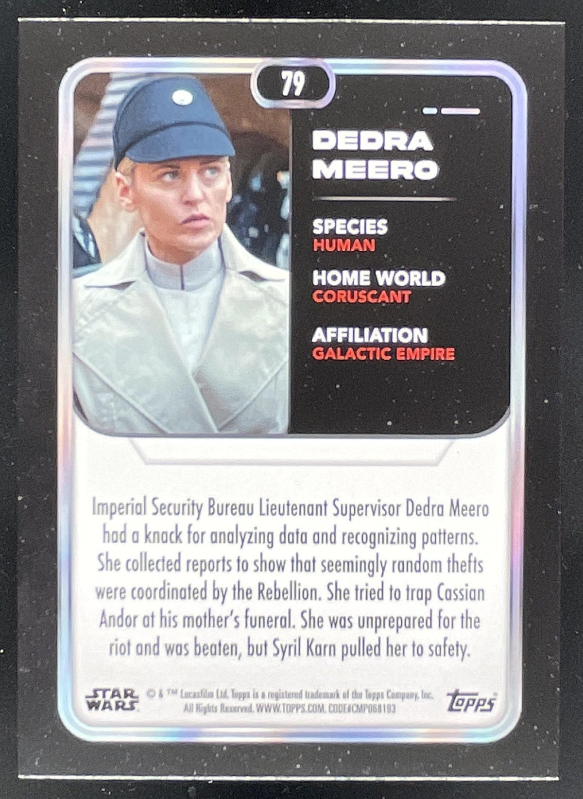 2023 Topps Star Wars Orange Foilboard #79 Dedra Meero /299 product image 2, provided for visual reference and product detail