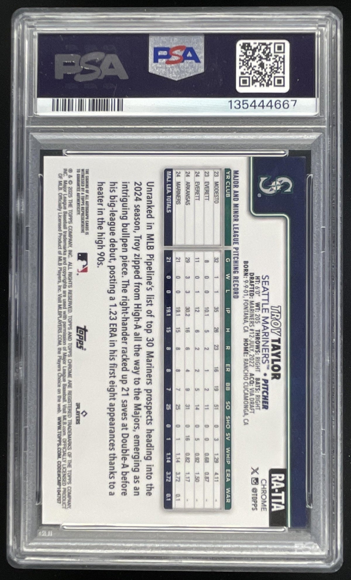 2025 Topps Chrome Rookie Autographs #RA-TTA Troy Taylor RC Auto PSA 9 product image 2, provided for visual reference and
