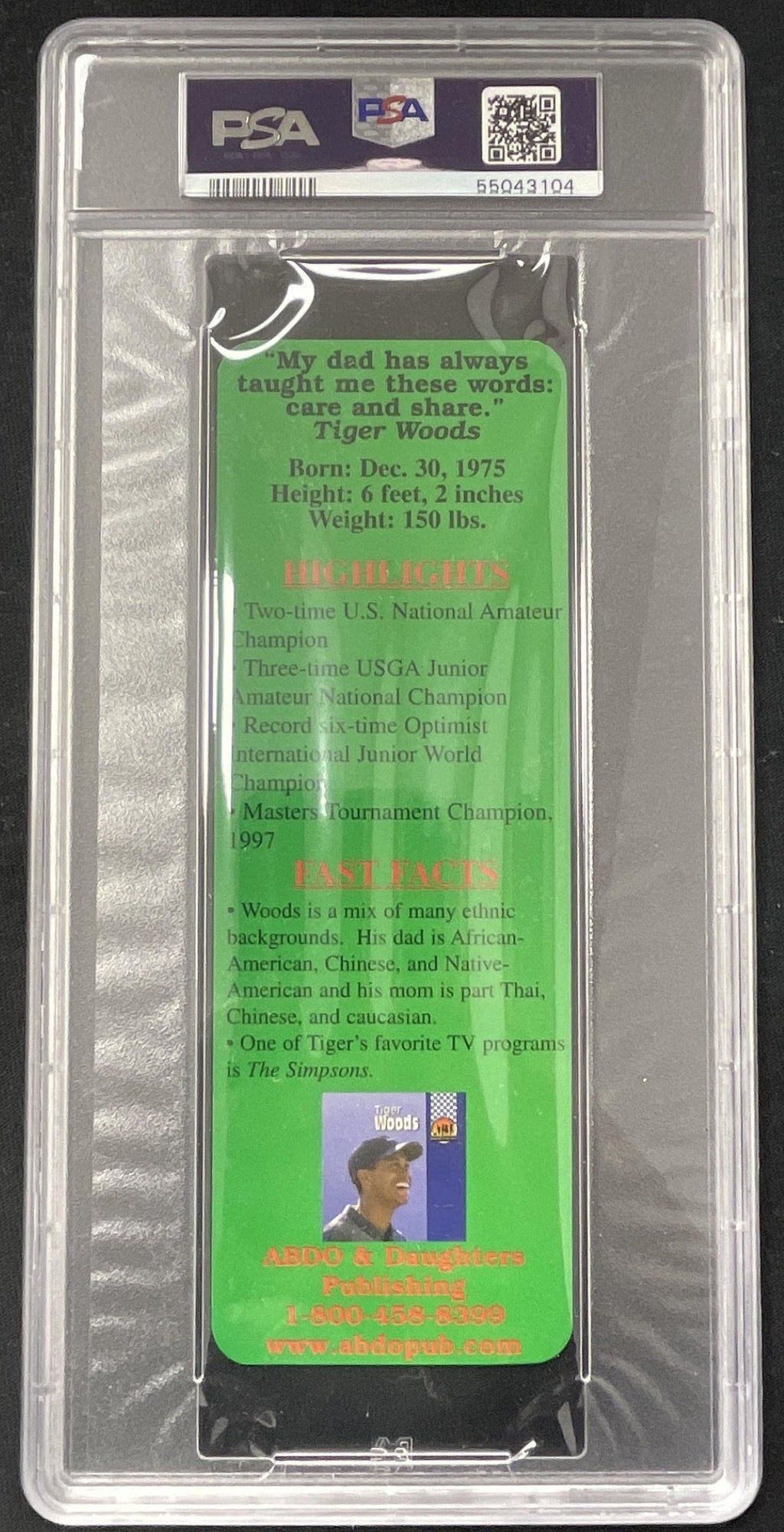 1997 Awesome Athletes Bookmarks Tiger Woods #NNO PSA 8 product image 2, provided for visual reference and product detail