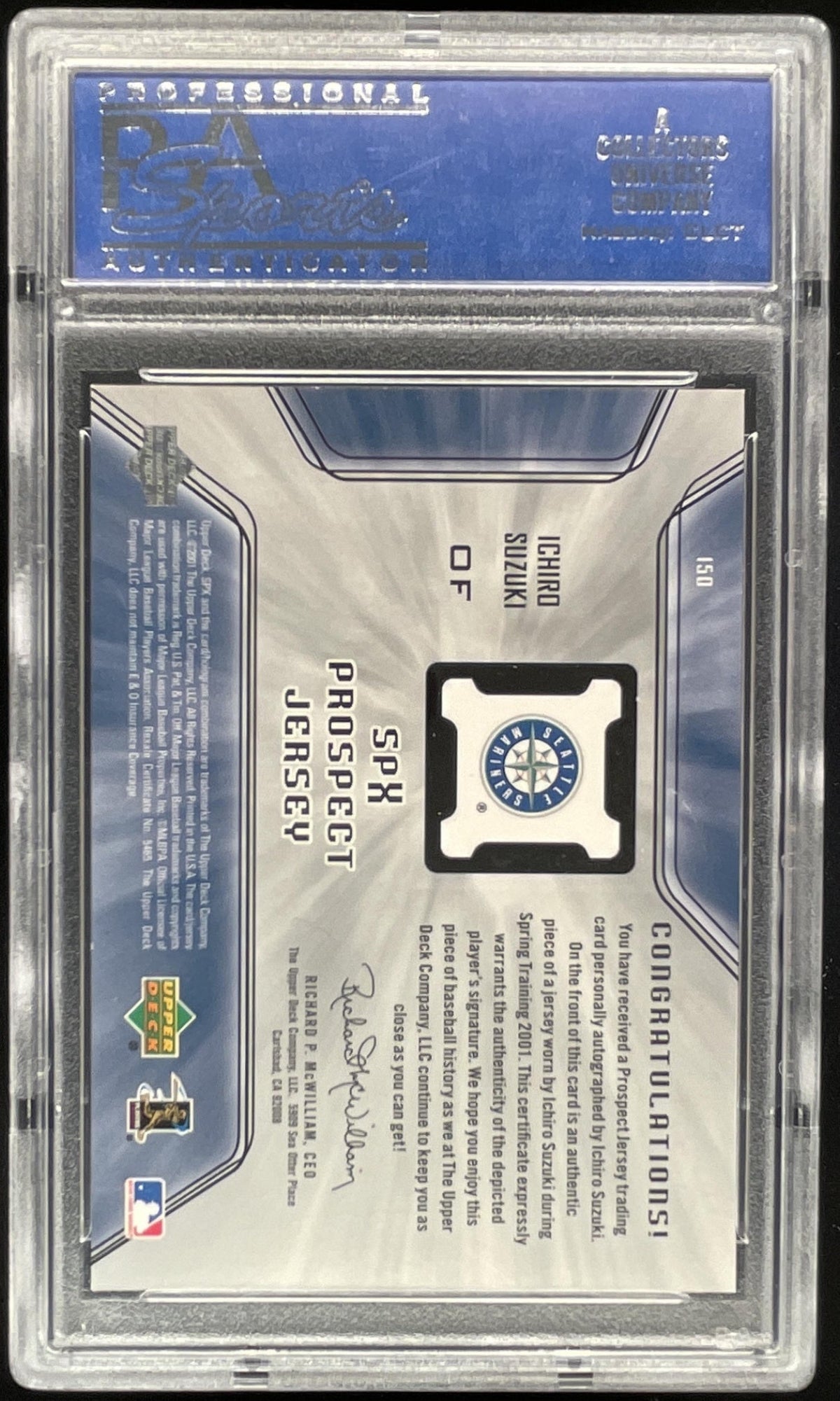 2001 Upper Deck Rookie Update Buybacks #150 Ichiro Suzuki RC Auto /50 PSA 7 product image 2, provided for visual reference