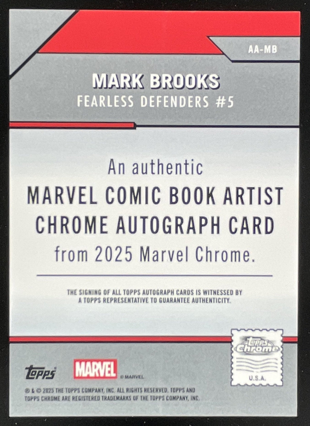 2025 Topps Chrome Marvel Comic Book Artist & Writer Orange Mark Brooks Auto /25 product image 2, provided for visual