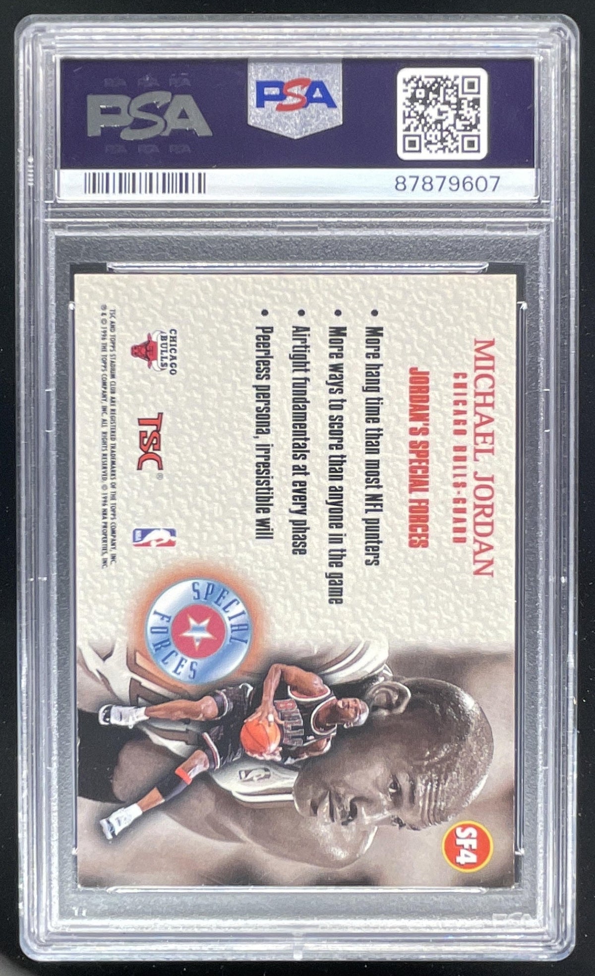 1996-97 Topps Stadium Club Special Forces #SF4 Michael Jordan PSA 8 product image 2, provided for visual reference and