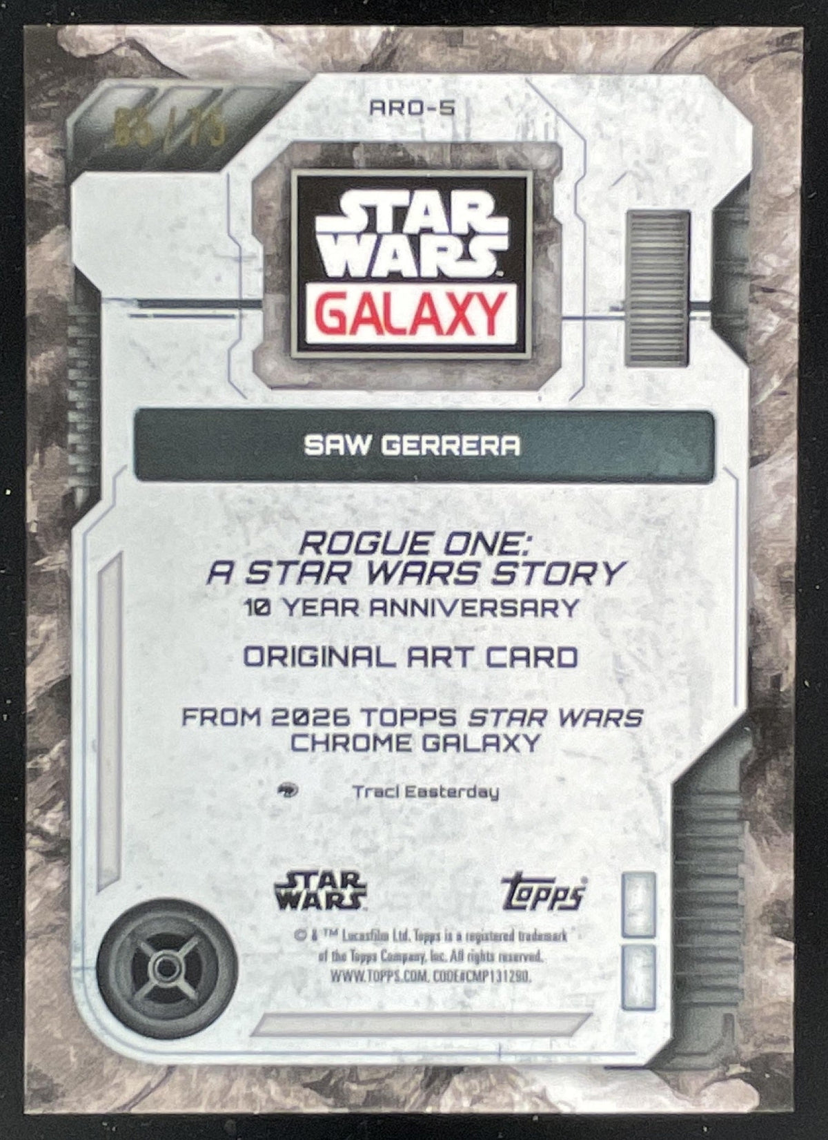 2026 Topps Chrome Star Wars Galaxy Art of Rogue One Prism #ARO-5 Saw Gerrera /75 product image 2, provided for visual