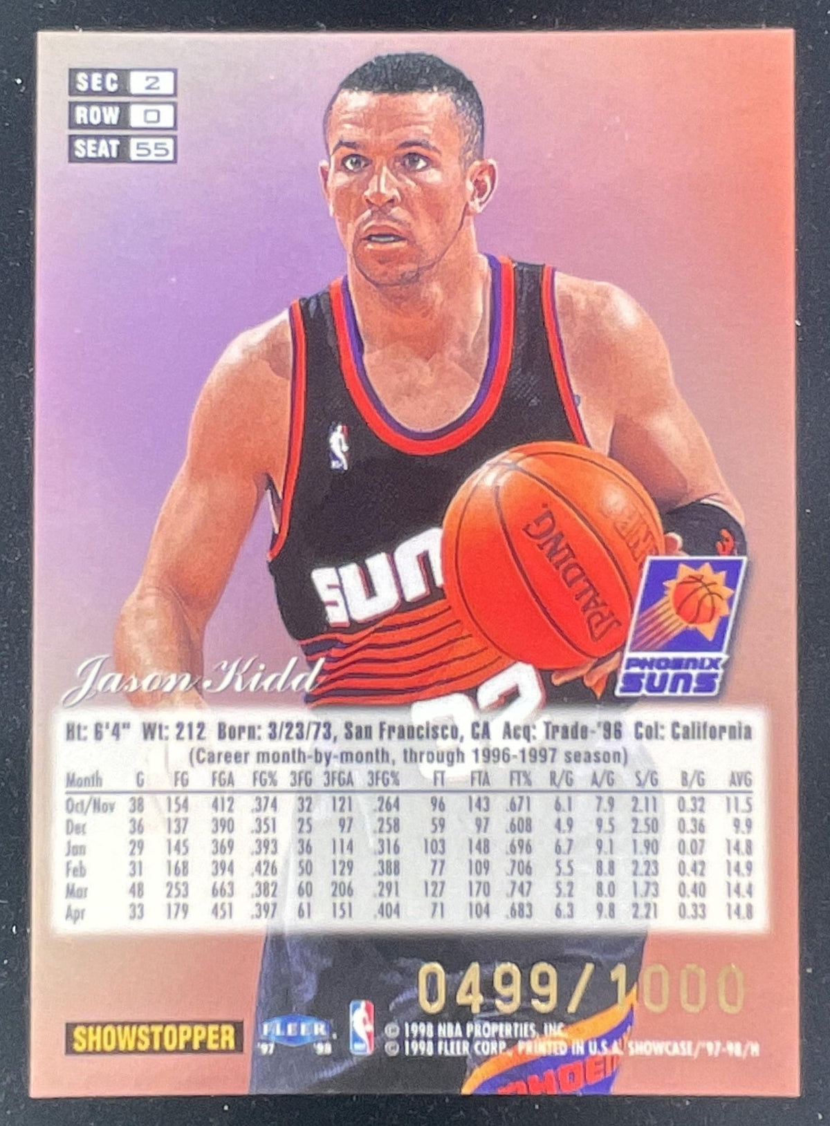 1997-98 Fleer Flair Showcase Flair Showcase Row 0 #55 Jason Kidd /1000 product image 2, provided for visual reference and