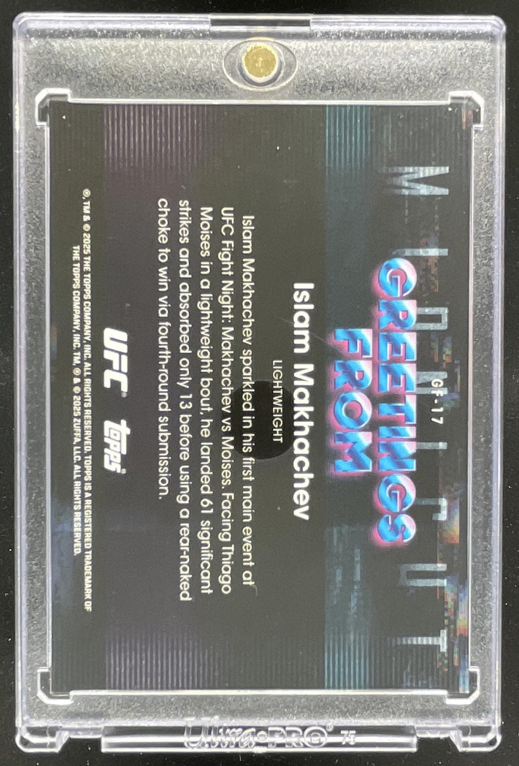 2025 Topps UFC Midnight Greetings From Daybreak #GF-17 Islam Makhachev /5 product image 2, provided for visual reference and