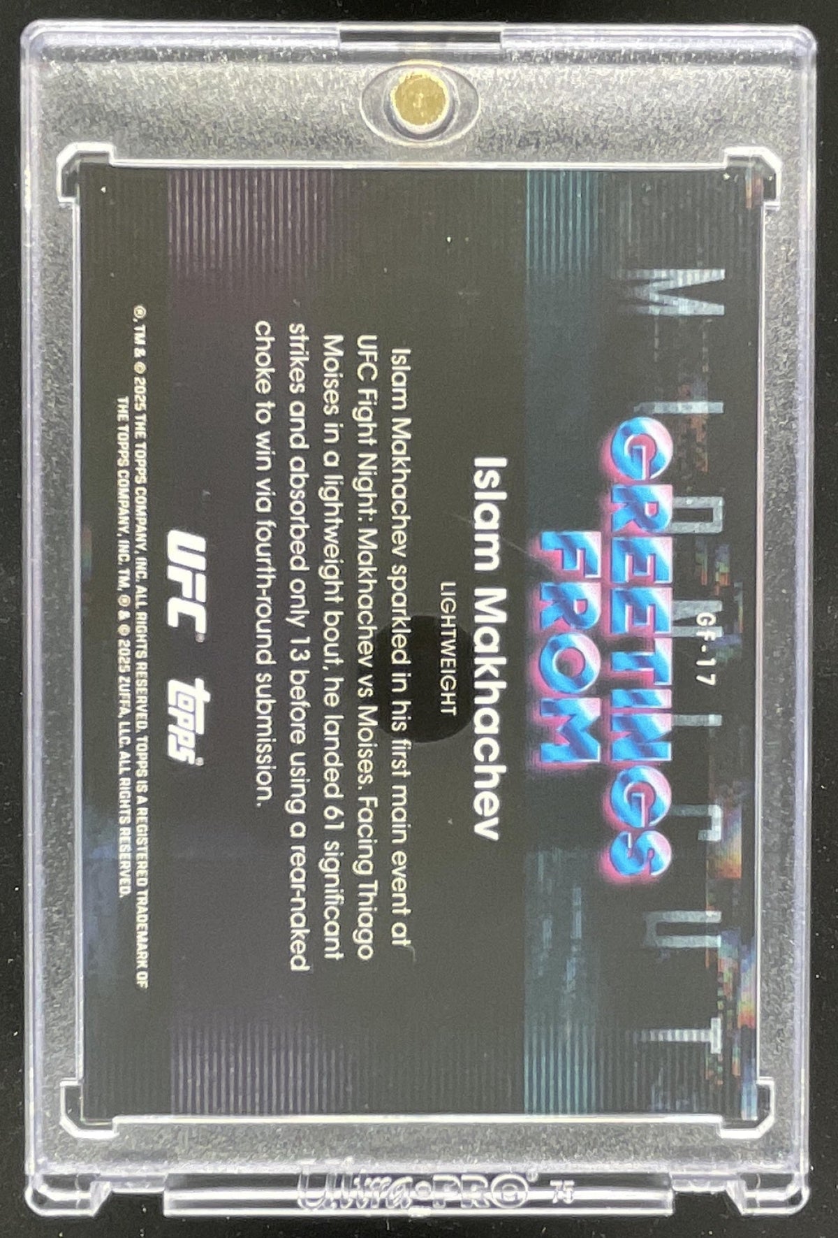 2025 Topps UFC Midnight Greetings From Daybreak #GF-17 Islam Makhachev /5 product image 2, provided for visual reference and