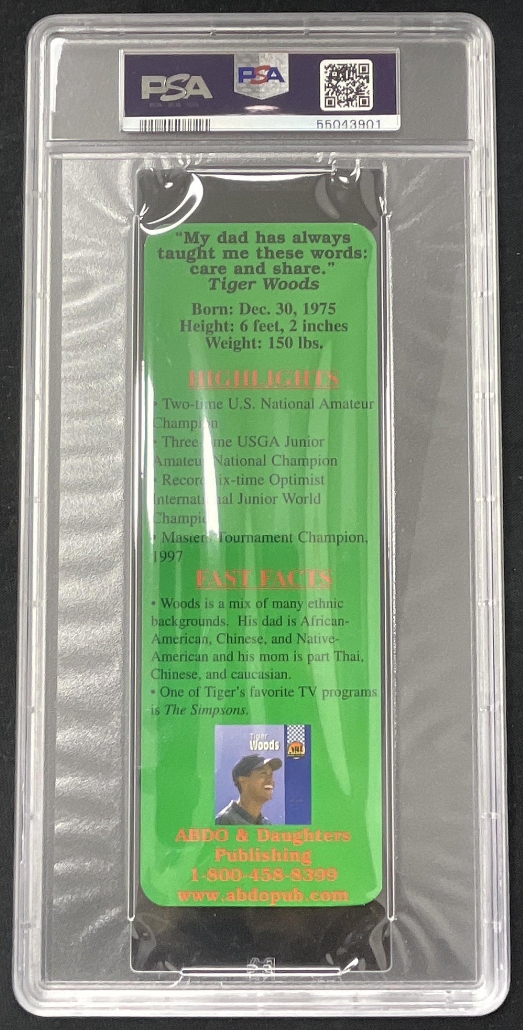 1997 Awesome Athletes Bookmarks Tiger Woods PSA 7.5 product image 2, provided for visual reference and product detail review