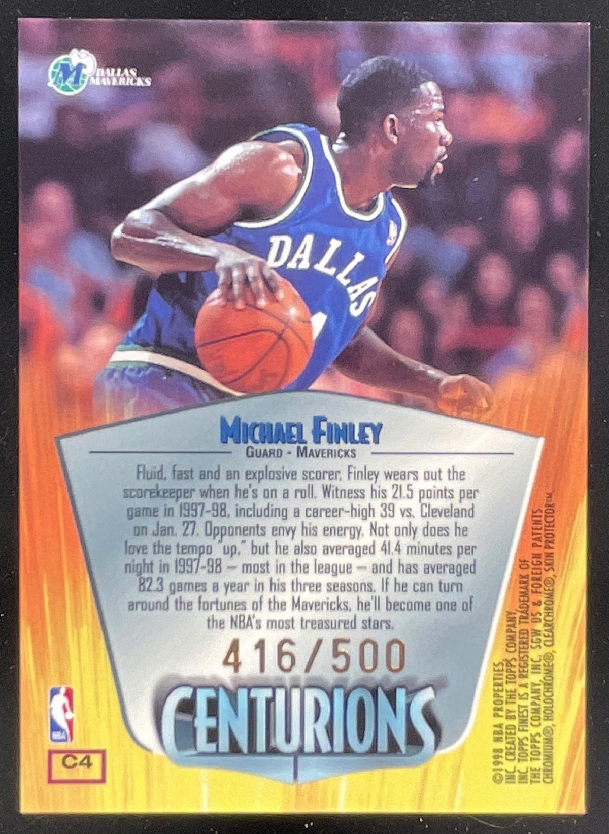 1998-99 Topps Finest Centurions #C4 Michael Finley /500 product image 2, provided for visual reference and product detail