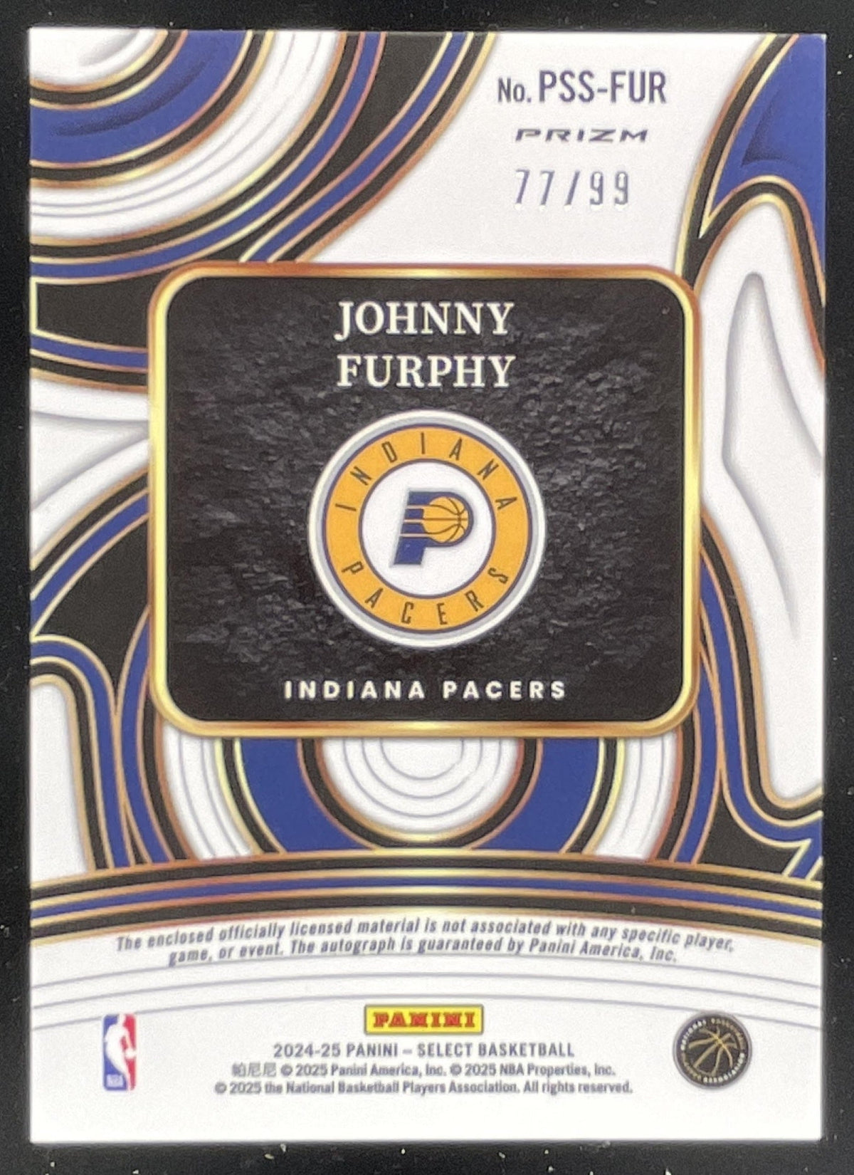 2024-25 Select Prime Selections #PSS-FUR Johnny Furphy RC Auto /99 product image 2, provided for visual reference and