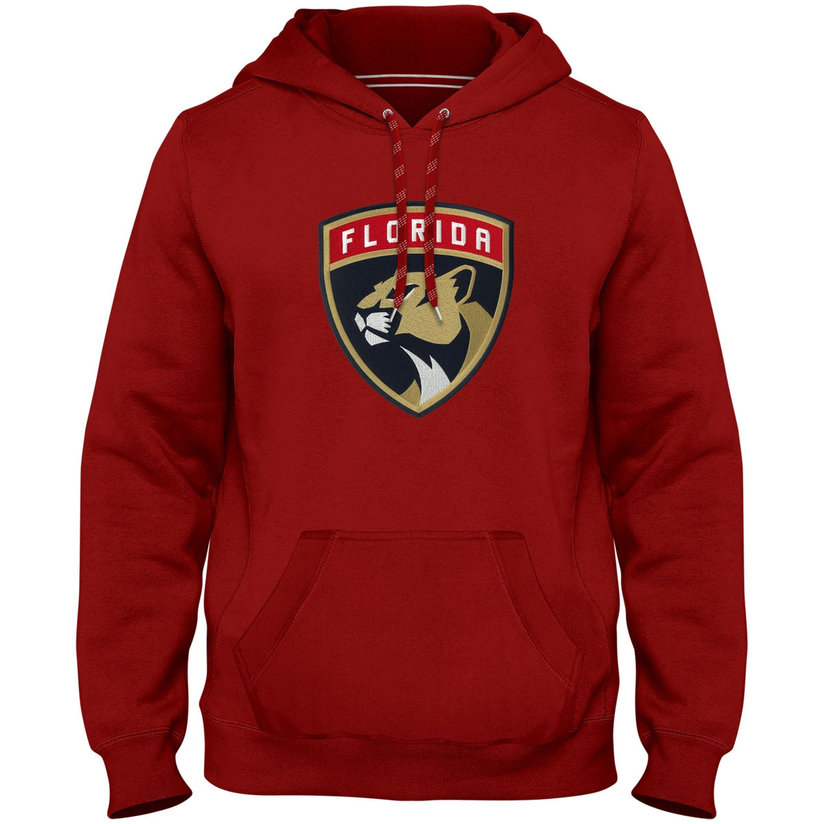 Florida Panthers NHL Bulletin Men Red Express Twill Logo Hoodie product image 1, provided for visual reference and product