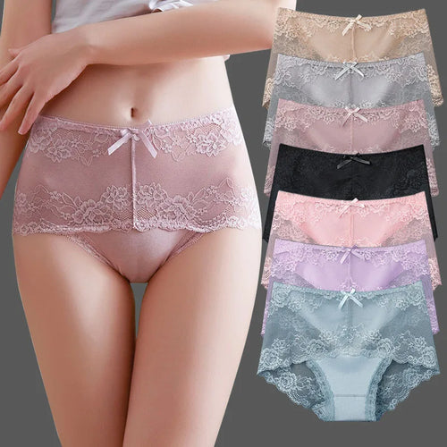 7Pcs Cotton Women's underwear lace transparent panties product image 1