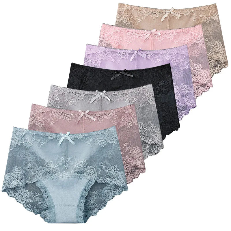 7Pcs Cotton Women's underwear lace transparent panties product image 3