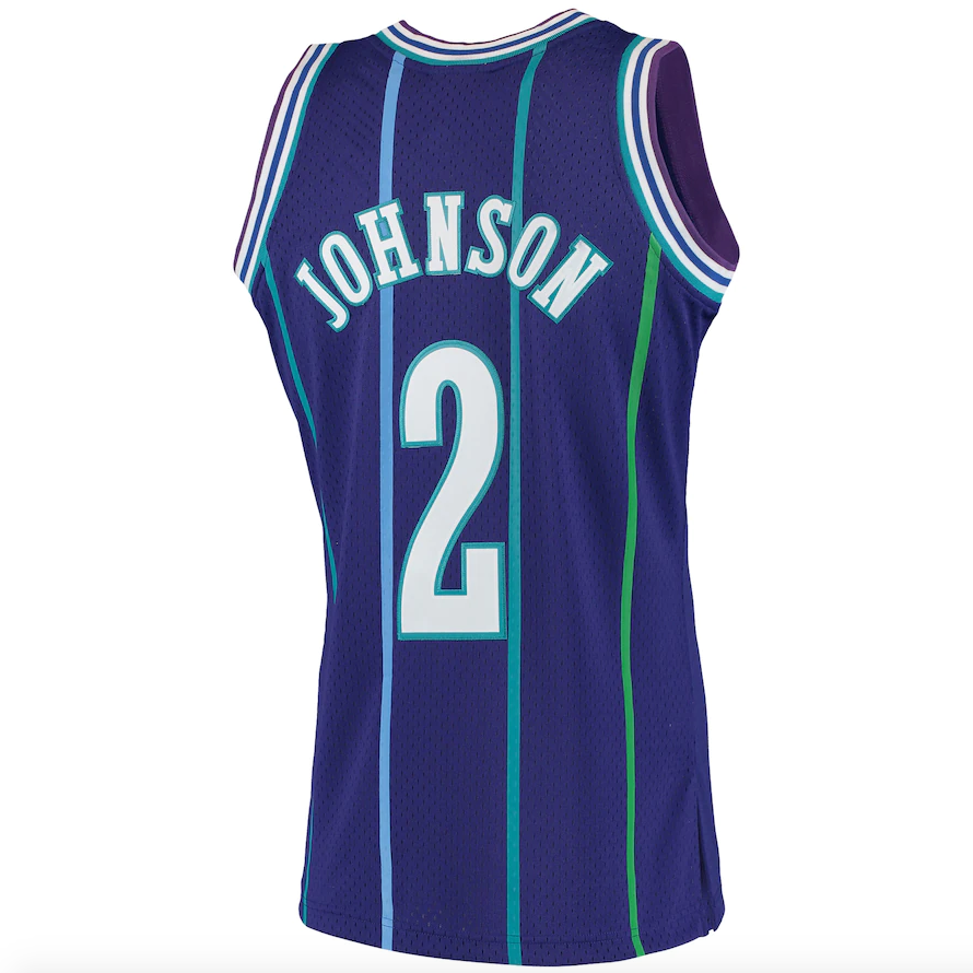 Men’s Larry Johnson Charlotte Hornets 1994-95 Purple product image 3