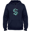 Seattle Kraken NHL Bulletin Men Navy Express Twill Logo Hoodie product image 1, provided for visual reference and product
