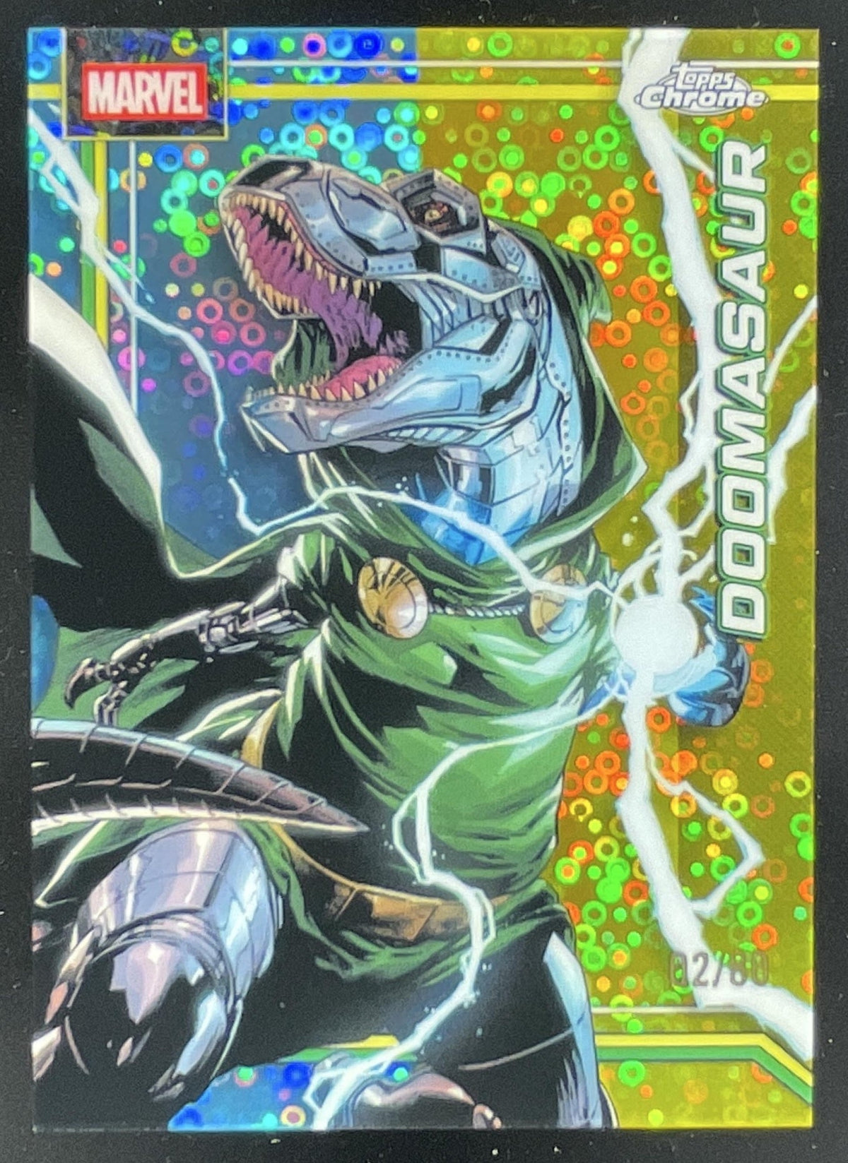 2026 Topps Chrome Marvel Comics Dazzler's Rhythm Refractor #031 Doomasaur /80 product image 1, provided for visual reference