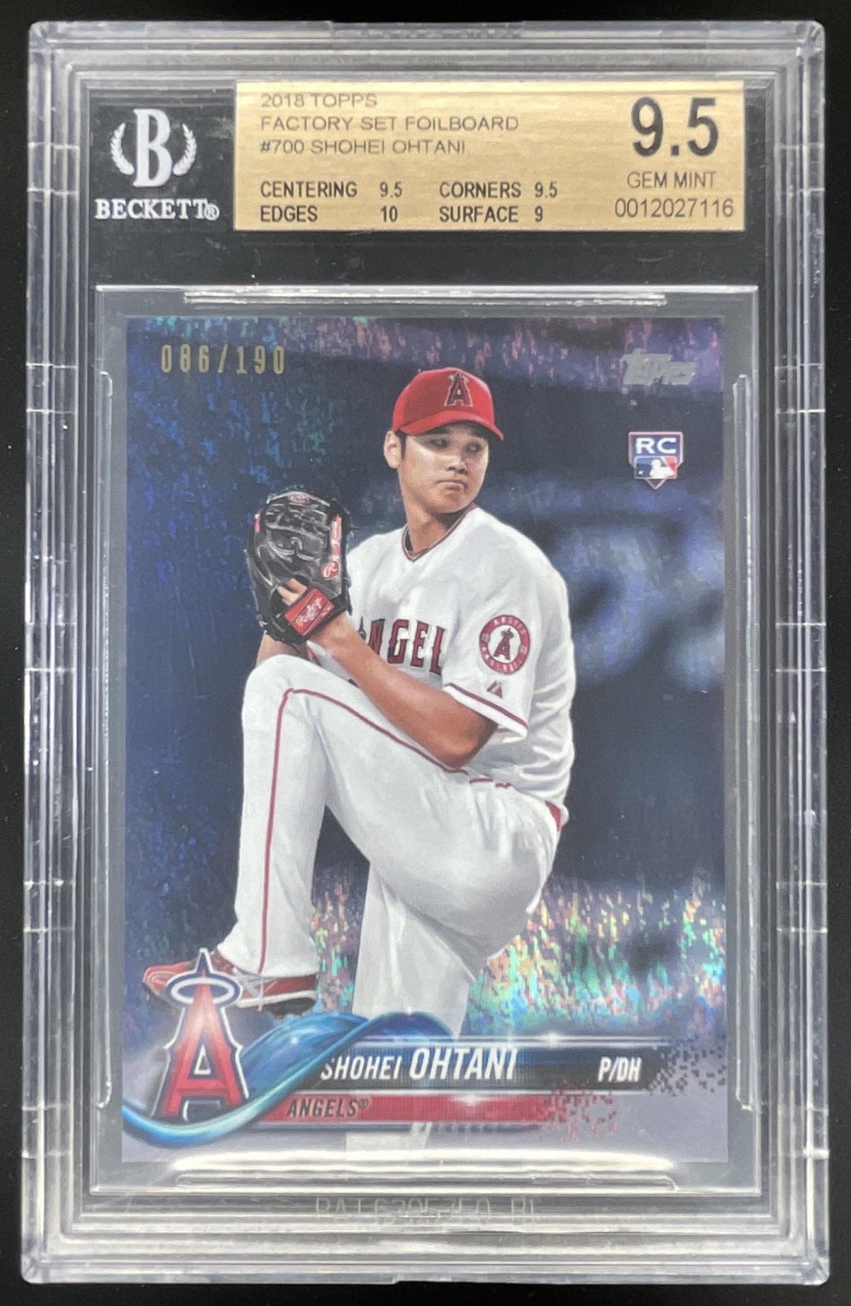 2018 Topps Factory Set Foilboard #700 Shohei Ohtani RC Rookie /190 BGS 9.5 product image 1, provided for visual reference