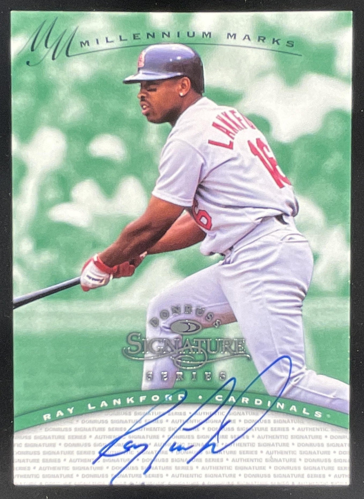 1997 Donruss Signature Series Millennium Marks #NNO Ray Lankford Auto /1100 product image 1, provided for visual reference