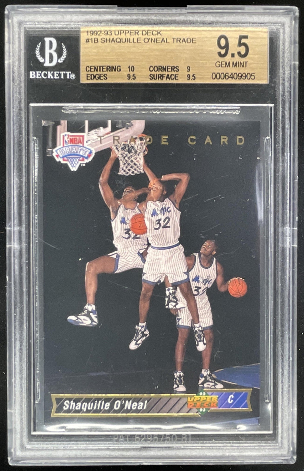 1992-93 Upper Deck #1b Shaquille O'Neal RC BGS 9.5 product image 1, provided for visual reference and product detail review