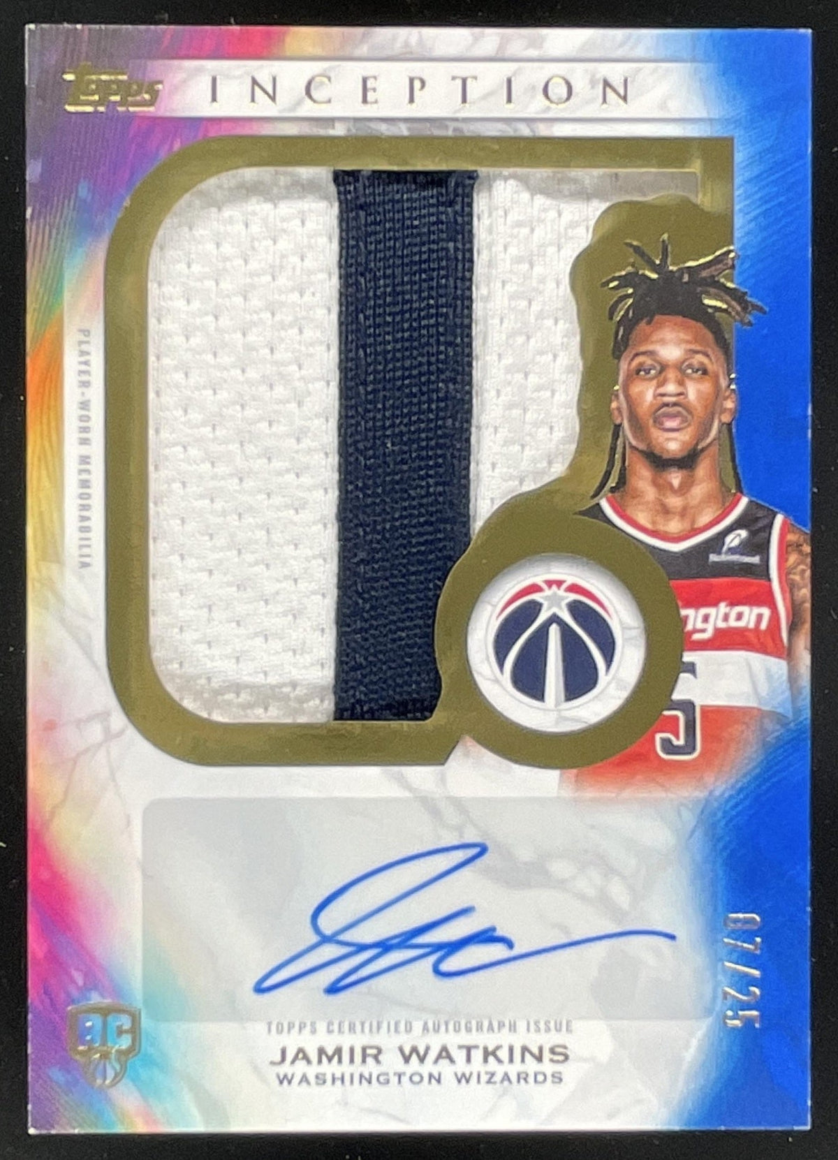 2025-26 Topps Inception Rookie Jumbo Relic Blue #RJ-JW Jamir Watkins RC Auto /25 product image 1, provided for visual